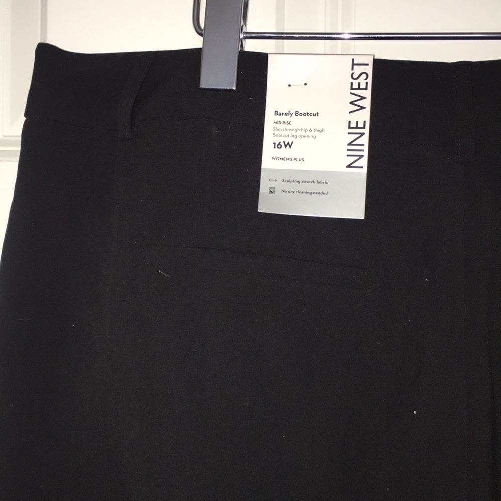 NWT Nine West barley bootcut  trousers black slacks mid rise pants | 16W